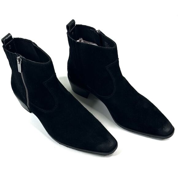 Donald Pliner Banks Women's Black Suede Pull On Ankle Boots Size 7 Booties Zip - Picture 2 of 15